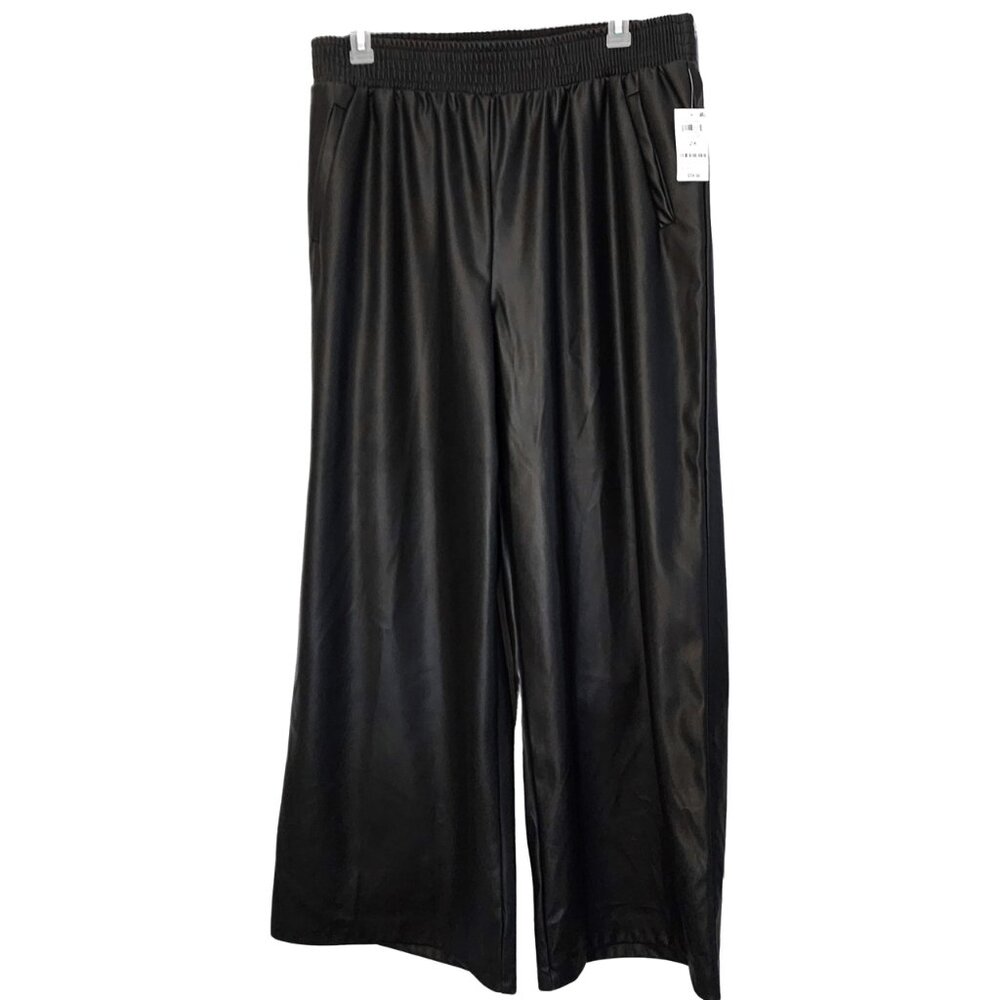 Faux Leather Wide Leg Pants  New With Tags Black Size 2X, Bill Bar III